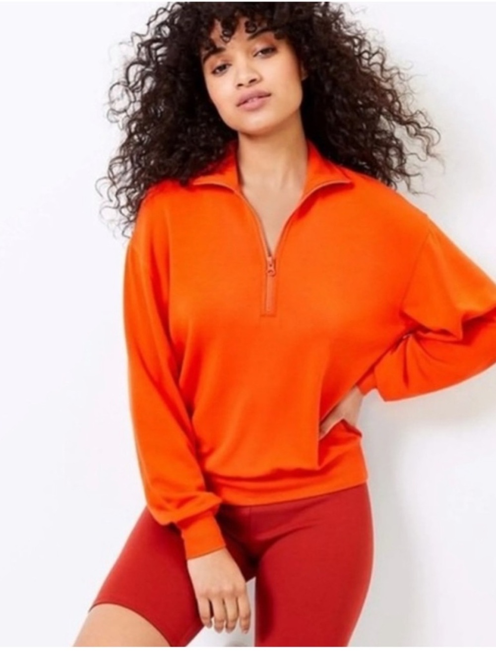 Lou & Grey Bright Orange Half-Zip Pullover
